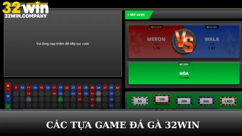 Các tựa game nổi bật trong đá gà 32win