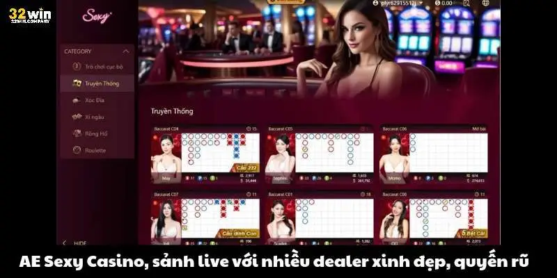 AE Sexy Casino, sảnh live với nhiều dealer xinh đẹp quyến rũ