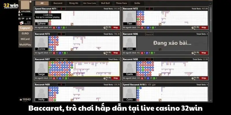 Baccarat, trò chơi hấp dẫn tại live casino 32win
